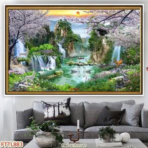 Gạch tranh ốp tường phong thuỷ núi non