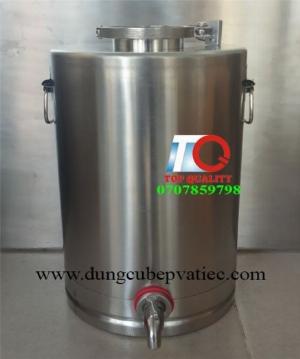 Thùng inox ủ rượu, thùng đựng rượu nắp kính có vòi xả