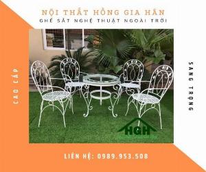 Bộ bàn ghế sắt nghệ thuật cực đẹp Tp.HCM Hồng Gia Hân S515