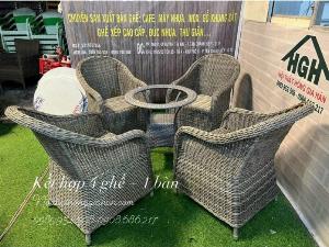 Bộ bàn ghế mây nhựa rẻ đẹp Tp.HCM Hồng Gia Hân M54
