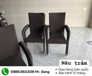 Bộ bàn ghế mây nhựa ngoài trời giá rẻ Tp.HCM Hồng Gia Hân M56