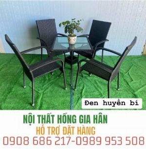 Bộ bàn ghế mây nhựa ngoài trời giá rẻ Tp.HCM Hồng Gia Hân M56