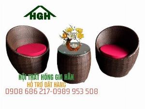 Bộ bàn ghế mây nhựa phòng khách thanh lý giá rẻ Tp.HCM Hồng Gia Hân M512