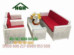 Bộ Sofa mây nhựa phòng khách giá tốt Tp.HCM Hồng Gia Hân M514