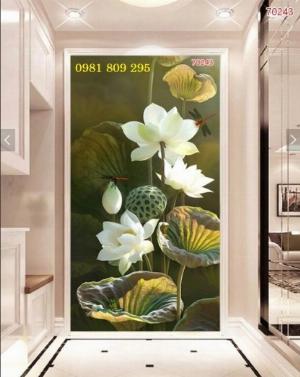 Tranh gạch men trang trí hoa sen HP6446