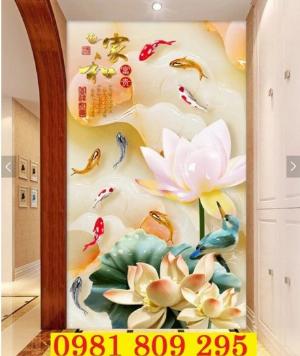 Tranh gạch men trang trí hoa sen HP6446