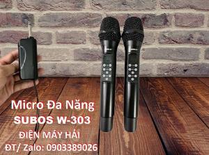 Micro đa năng Subos W-303 bộ 2 Mic chống hú rít Karaoke