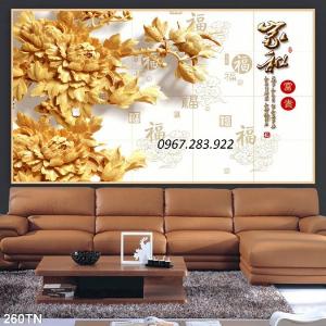 Tranh 3d hoạ tiết ốp tường phòng khách