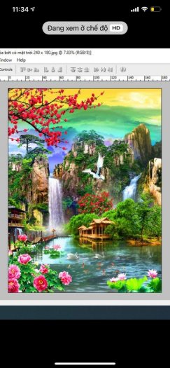 Tranh gạch men 3d trang trí phòng khách mẫu sơn thủy hữu tình