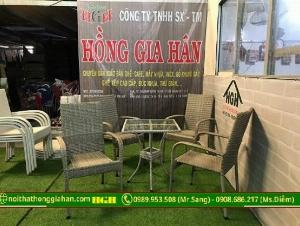 Bàn ghế cafe mây nhựa giá sỉ Hồng Gia Hân 725