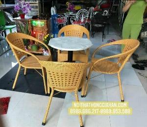 Bàn ghế cafe sân vườn mây nhựa Hồng Gia Hân M726