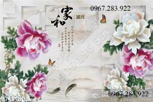 Tranh trang trí tường hoa mẫu đơn đẹp
