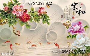 Tranh trang trí tường hoa mẫu đơn đẹp