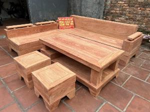 Bộ bàn ghế sofa góc gỗ hương đá