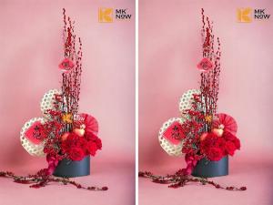 Hộp hoa Tết nụ tầm xuân An Khang - Táo đỏ Phú Quý - Thanh liễu Sung Túc - Hồng đỏ Hạnh Phúc - FSNK500