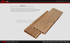 Sàn gỗ nhựa Awood HD135x25 Wood, tuổi thọ cao, độ bền lớn, chống tác động bên ngoài