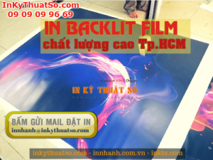 In khổ lớn backlit film cho phông nền trang trí, in trên máy khổ lớn 1.8m chiều rộng, chiều dài in theo yêu cầu đặt từ bạn