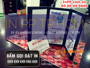 Menu được in ấn màu sắc chuẩn, gia công cán format gọn, đẹp, nhỏ nhắn