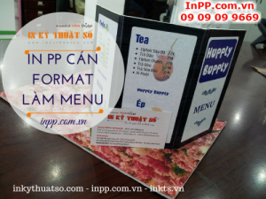 In PP cán format làm menu cho quán cafe