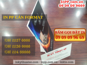 In PP cán format làm standee mini để bàn
