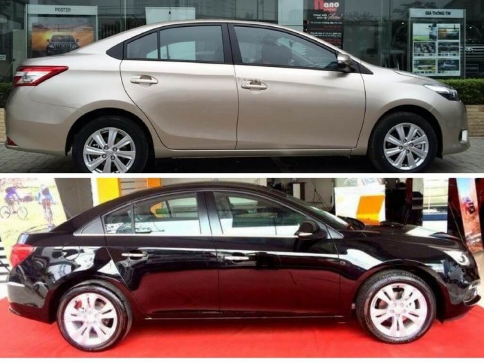 So sánh Toyota Vios và Chevrolet Cruze về thiết kế ngoại thất