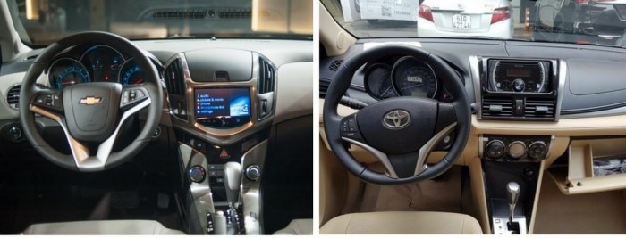 So sánh Toyota Vios và Chevrolet Cruze về nội thất