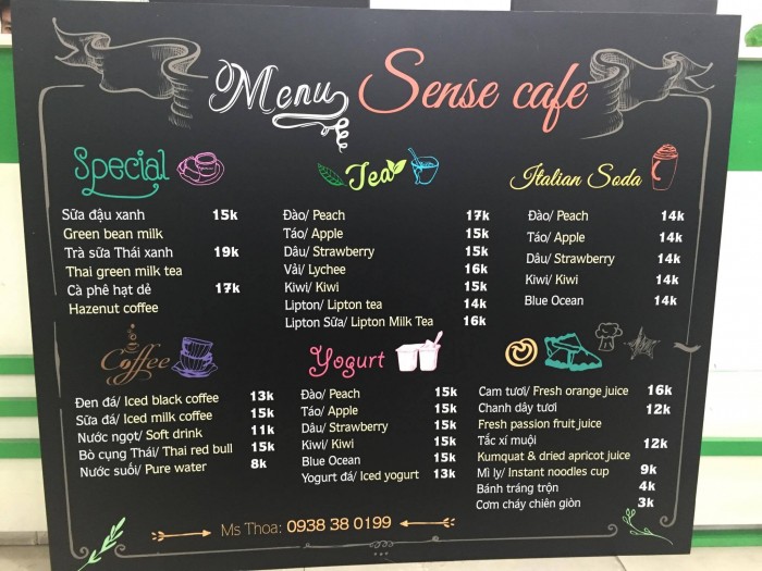 Menu đồ uống take away - in menu khổ lớn áp tường