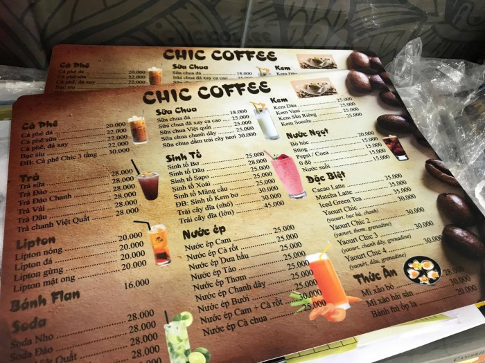 Hình ảnh minh họa cho thức uống trong in menu quán cafe