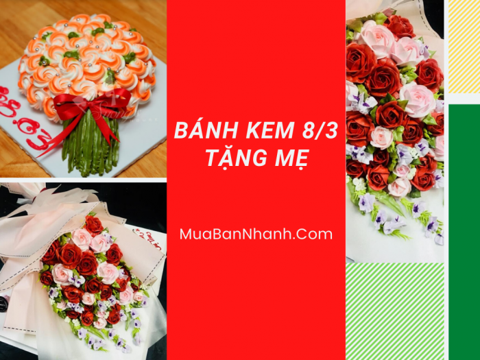 Bánh kem 8/3 tặng mẹ - Bánh kem bó hoa, trái tim socola nịnh mắt