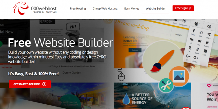 000Webhost - Phần mềm thiết kế website kéo thả không cần code