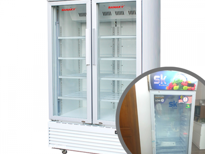 Top 10 tủ đông đứng mặt kính trưng bày hàng đông lạnh - dòng tủ đông không đóng tuyết, dàn đồng công nghiệp từ 5 - 6 ngăn