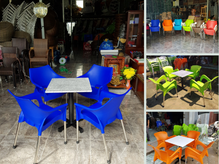 Nhà sản xuất ghế nhựa đúc nguyên khối chân inox cho quán cafe sân vườn TPHCM trên MuaBanNhanh