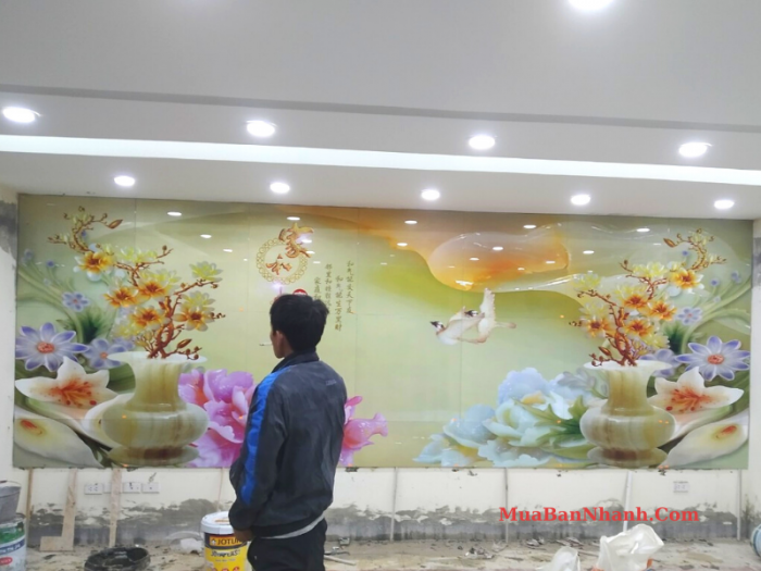 Tổng kho tranh gạch men 3D, 5D dán tường đẹp trang trí phòng khách, cửa hàng tại Hà Nội