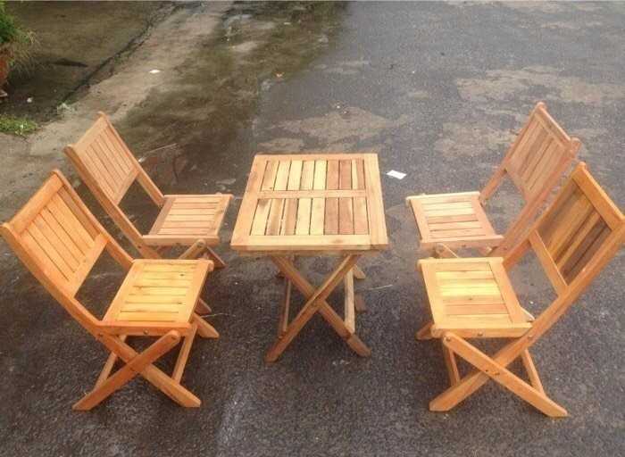 Mẫu bàn ghế gỗ gấp gọn cho quán cafe vỉa hè