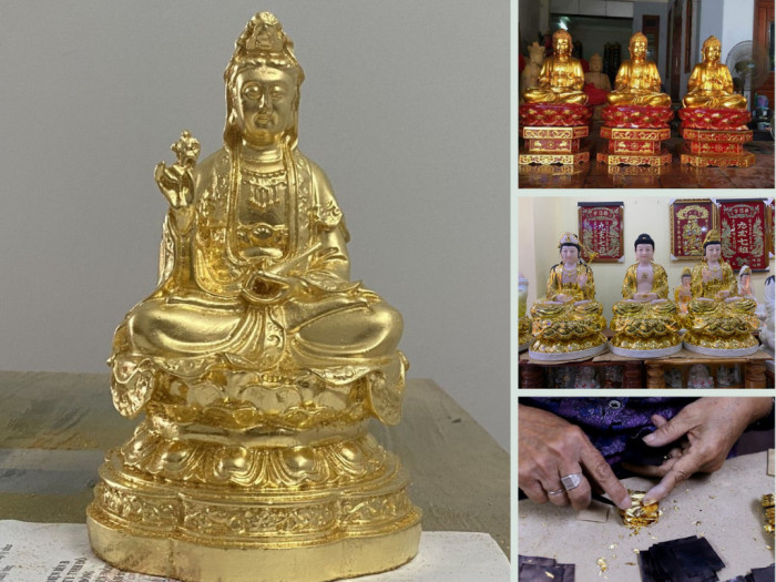 Địa chỉ nhận dát vàng tượng Phật Quan Âm - thếp vàng tượng Phật đồng, gỗ mọi kích cỡ tại TPHCM