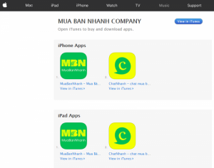 Các ứng dụng dành cho iOS trên MuaBanNhanh